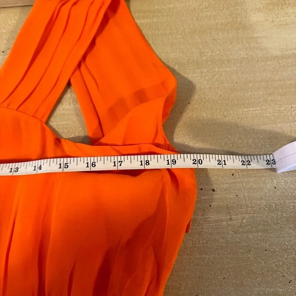 New & OTHER STORIES Orange Sleeveless Cross Front Halter Tie Midi Dress Size 12 - Picture 11 of 13